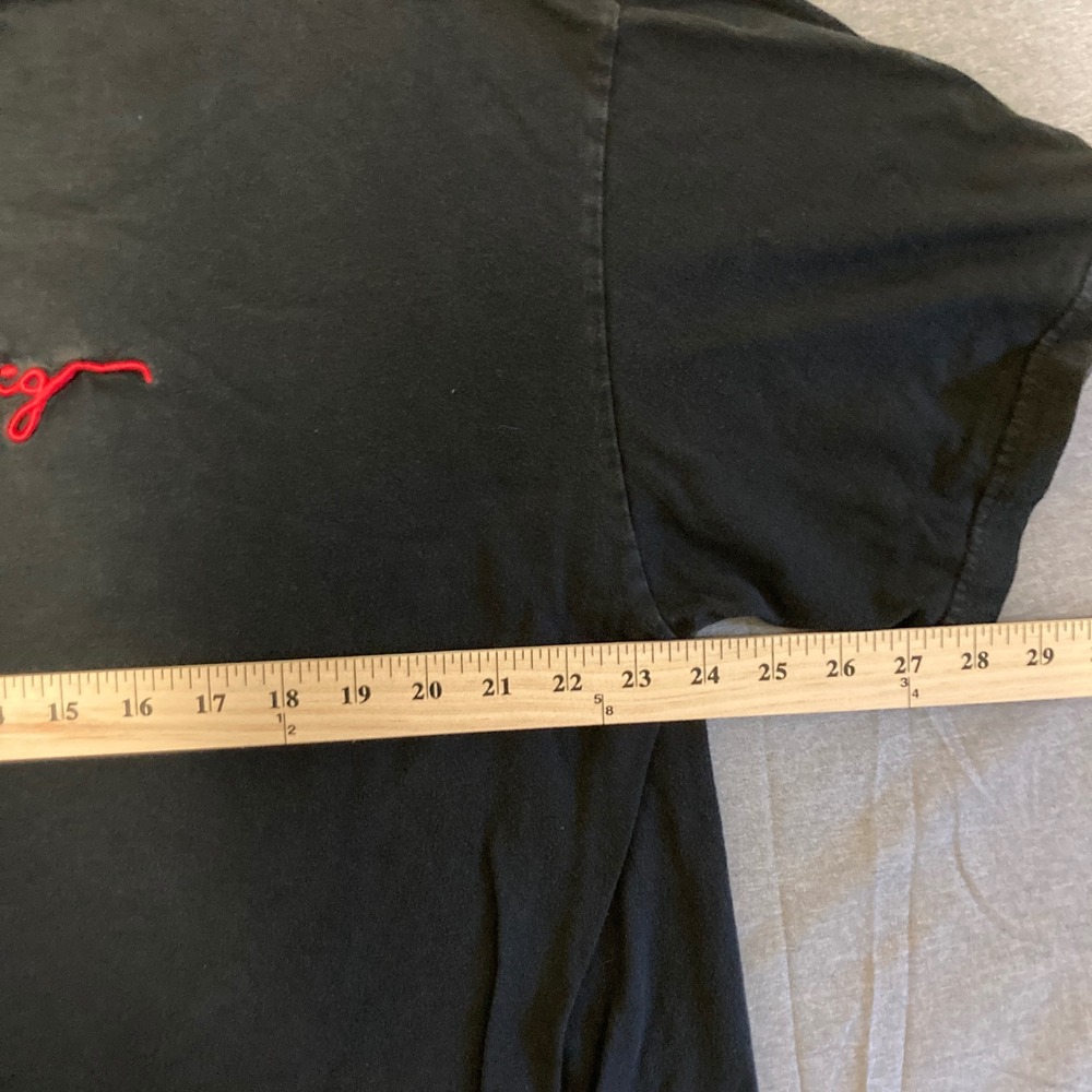 Faded Tommy Hilfiger Jeans Mens XL T-Shirt Black Red Script Embroidered Logo - Picture 10 of 11